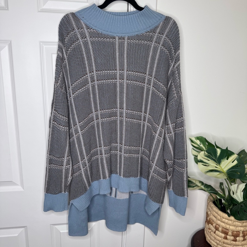 Able Jana Patterned Plaid Turtleneck Sweater 1X - Picture 3 of 7